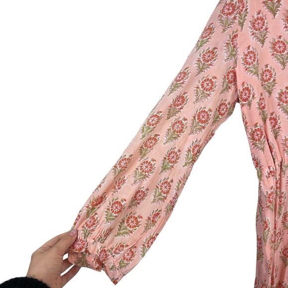 Emerson Fry India Collection Frances Organic Cotton Dress Monday Flowers Pink M - Picture 6 of 9